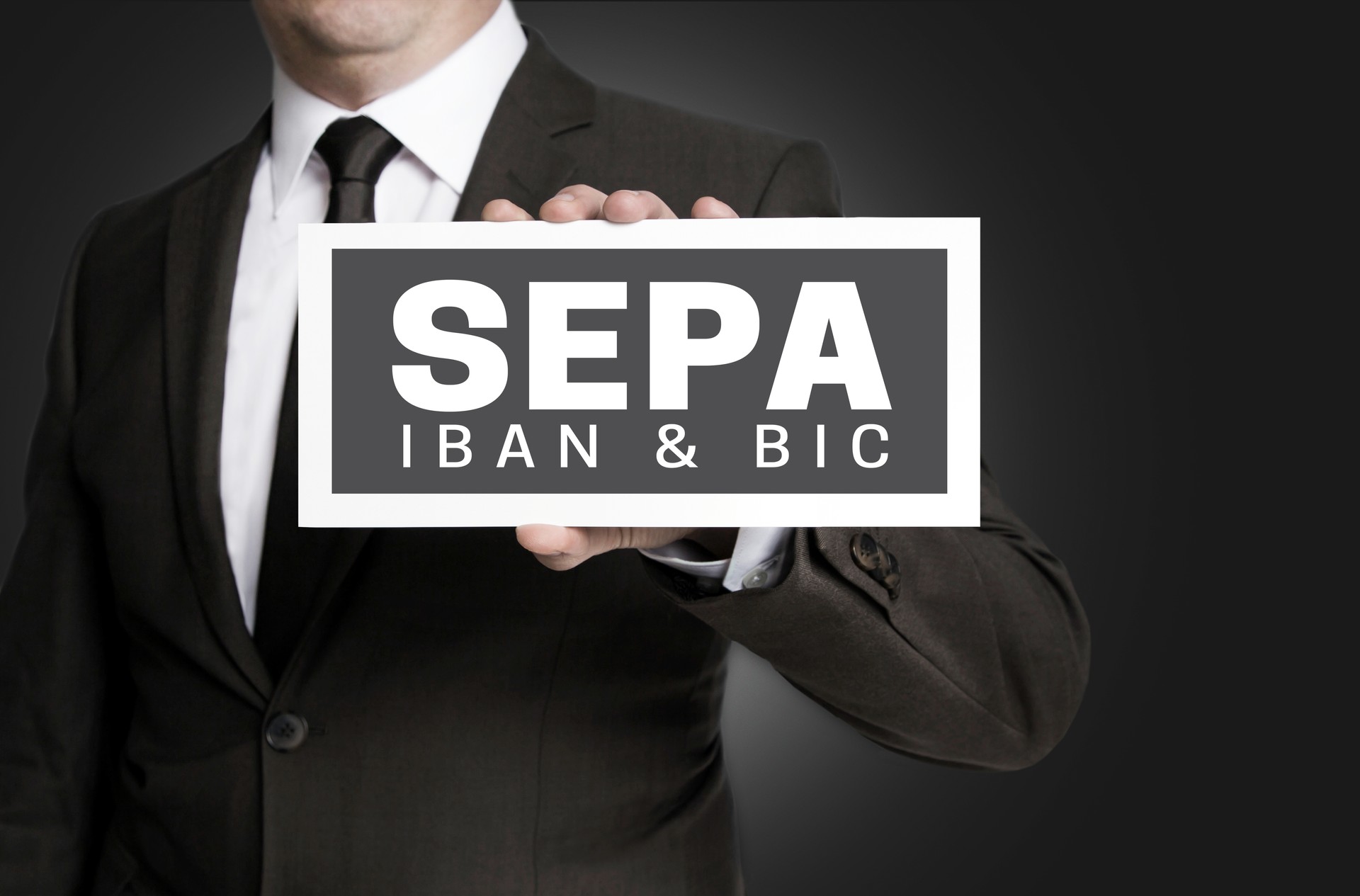 Sepa sign is held by businessman